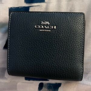 Like New Coach snap wallet - Dusty Blue with Tan Interior